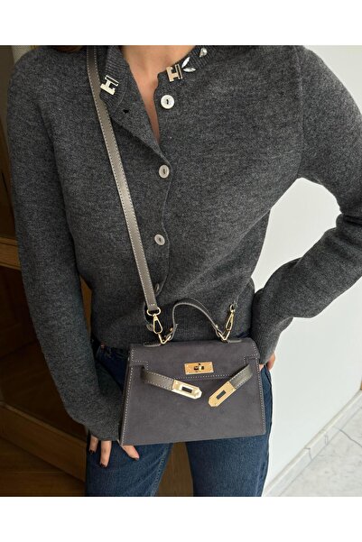 Tina İstanbul Šedá taška Nubuk - s krytem a příslušenstvím na opasek