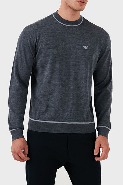 Emporio Armani Men's Crew Neck Sweater - 100% Wool, Regular Fit Pullover 6D1Mxh 1Mjlz F628
