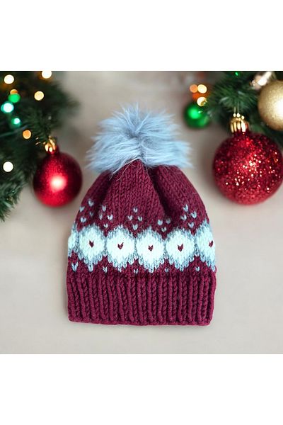 Baykuşca Burgundy, Gray, Cream Personalized Wool Beret - Gift for Lover, New Year's Gift
