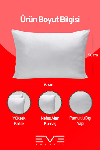 Eve Tekstil 5 Adet Micro Silikon Elyaf Nonwoven Yıkanabilir Antialerjik Ev Ve Hotel Yastık 50x70cm 700 gr