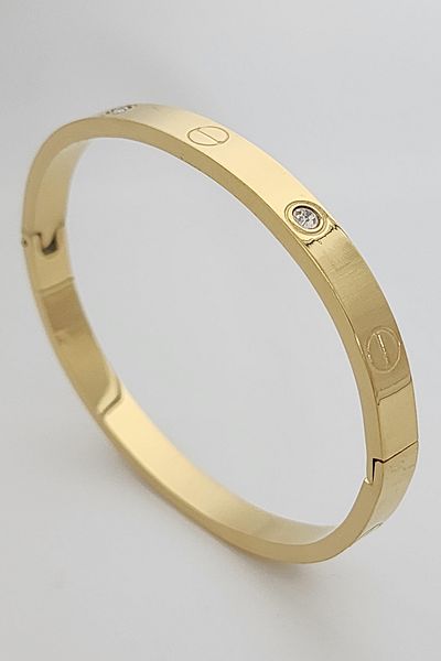 OQQO Gold Steel Bracelet with Stones