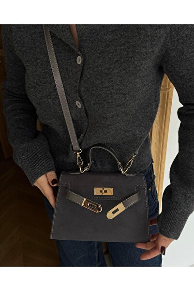 Tina İstanbul Šedá taška Nubuk – s krytom a príslušenstvom na opasok