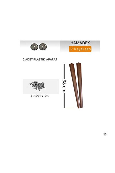 HAMADEX 38 cm alb, masă de cafea, unitate TV, picior scaun, taburet, picior conic