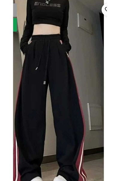DENİKK yudoowear, pantaloni de trening pentru femei tricotați cu dungi burgundy
