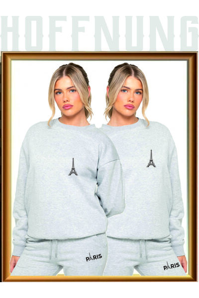 HOFFNUNG Σετ φούτερ με κουκούλα με 3 νήματα με σχέδιο Paris Eiffel Tower