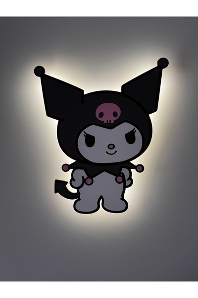 UViolets Dekoratif Ahşap Baskılı Hello Kitty (KUROMİ) Çocuk Odası Gece Lambas...