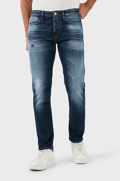 Emporio Armani Men's Slim Fit Cotton Jeans - Low Waist, Straight Leg, Jeans Pants 6D1J75 1D44Z 0942