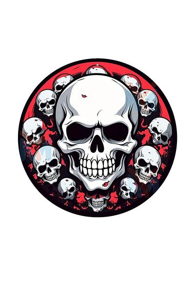 MegaSticker Autocolant cu craniu de 13x13 cm - Multi pentru masina, motocicleta, casca, laptop si parbriz