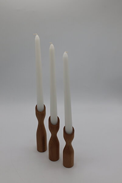 Ören Ahşap Sanatı Dekoratif Üçlü Şamdanlık Seti