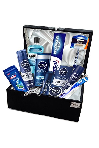 NIVEA Damat Bohçası Nişan Bohçası Erkek Bakım Seti Sabmar Damat Çeyiz Sandığı Siyah 2022036hc