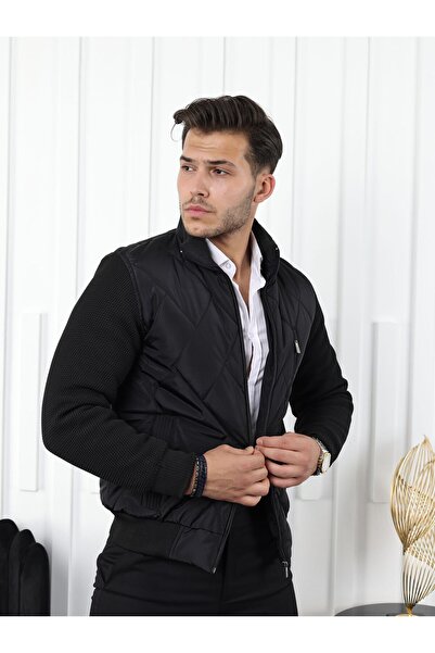 HI MEN Knitted Quilted Coat with Sleeves