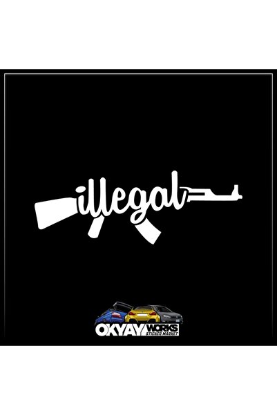 OkyayWorks ملصق Illegal Ak - أبيض
