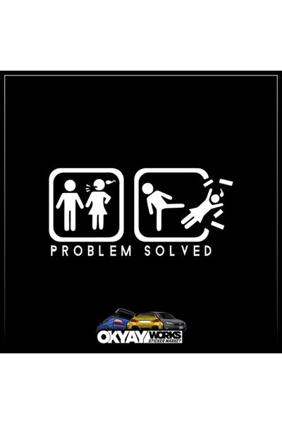 OkyayWorks ملصق حل المشكلة - ملصق أبيض للسيارة والدراجة النارية