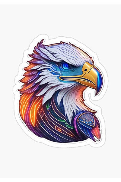 MegaSticker ملصق نسر ملون مقاس 13 × 11 سم - سيارة، دراجة نارية، خوذة، كمبيوتر...