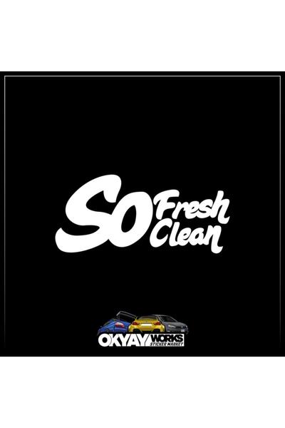 OkyayWorks ملصق So Fresh - ملصق أبيض للسيارة والدراجة النارية