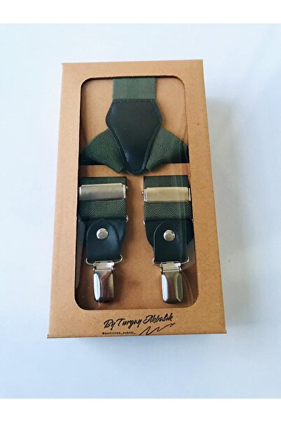 SuspenderS Pantolon Askısı Unisex Metal 3 Klipsli Uçları Derili