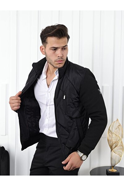 HI MEN Knitted Quilted Coat with Sleeves