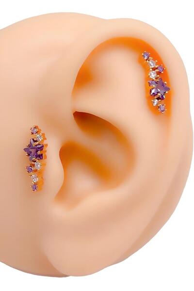 Trinos Cerrahi Çelik Piercing Zirkon Taşlı Büyük Yıldızlı Samanyolu Figürlü K...