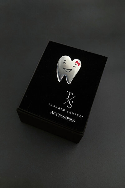 Tasarım Sentezi Broş Çelik Rozet Diş Doktoru Dent Klinik Hekim Silver Yaka Kı...