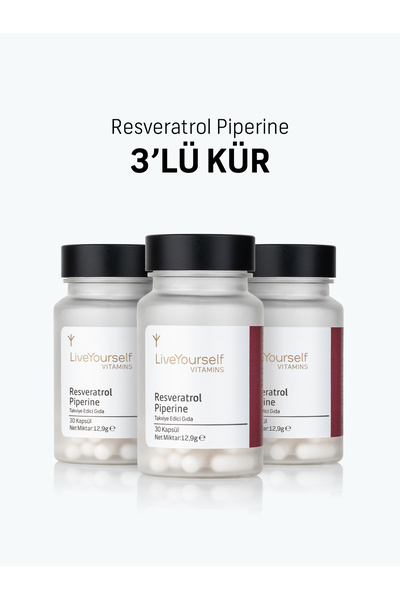 Live Yourself Resveratrol Piperine – 3’lü Kür Seti (3 x 30 Kapsül Bitkisel Takviye)