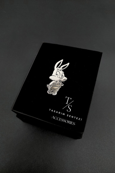 Tasarım Sentezi Broş Çelik Rozet Tavşan Bugs Bunny Figür Silver Yaka Kıyafet ...
