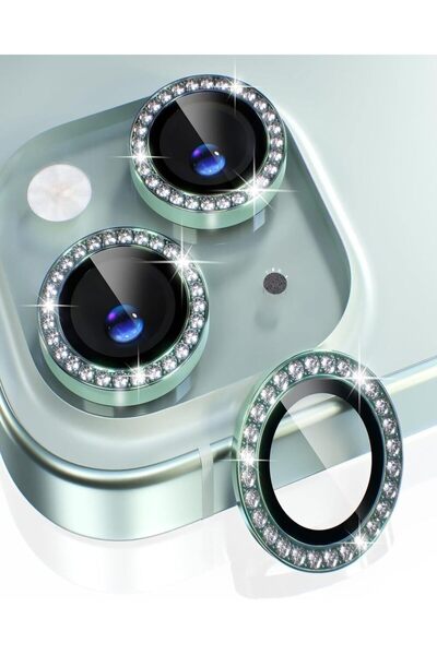 KILIF HOUSE Iphone 15 - 15 Plus Uyumlu Parlak Taşlı Kamera Lens Koruyucu