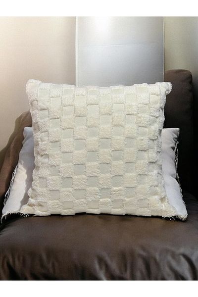 Skhome Geometric Double Sided Lamb Plush Teddy Fleece Decorative Throw Pillow Cover