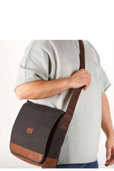 Newish Polo Geantă Messenger pentru bărbați - țesătură pânză, model lateral