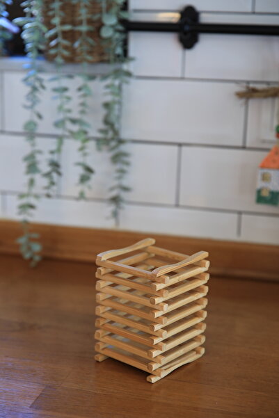 Sever Square Spoon Holder with Bamboo Stick