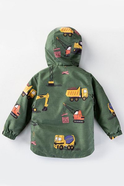MDM Scoop Patterned Zippered Cotton Lined Hooded Pocket Baby Girl Boy Raincoat Coat Overalls Children