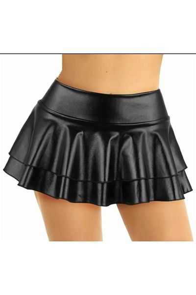 MAROVOAY Fusta super mini din imitatie de piele