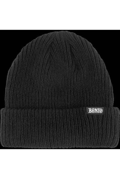 Bones Double Stitch Beanie - Black