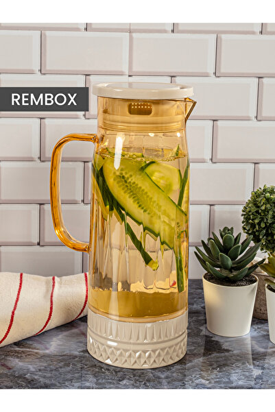 Rembox Vakum Kapaklı Süzgeçli Kristal Sürahi - Su, Detoks Suyu,  Ayran, Limon...