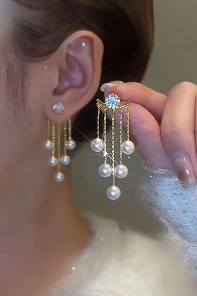 ZETLEX Tektaş Dangle Earrings with Pearls