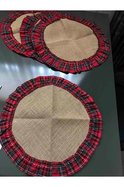 Viemso Jute Plaid Plaid Ruffle 2 Pieces