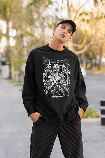 SEVBANO Rock Metal Music Band Printed Unisex Oversize Megadeth Sweatshirt