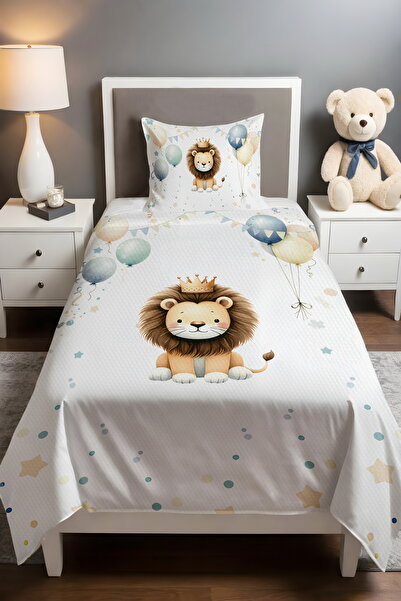 EVPANYA Cute King Lion Patterned Single Baby Kids Pique Set