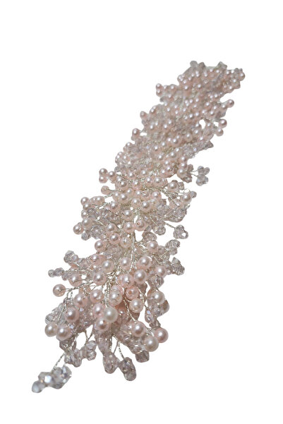ARBABAG&ACCESSORY Bridal (Bride) after Party White Pearled Crystal Stone Hair Accessory