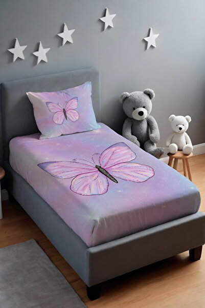 EVPANYA Işıltılı Kelebek Desenli Yatak Örtüsü ve Yastık Kılıfı