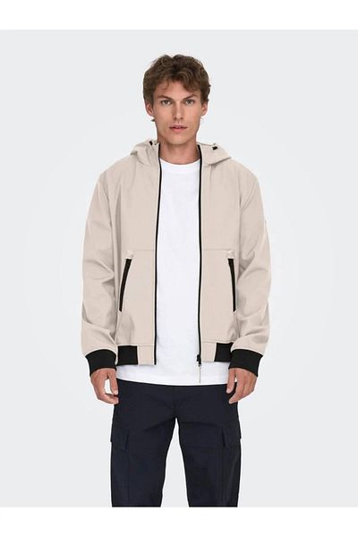 Only & Sons سترة بومبر سوفتشيل للرجال - فضي 22029276   Onsbowie