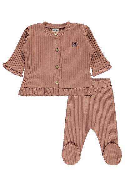 Civil Baby 3-6 Months Dark Salmon Baby Girl Pajamas Set
