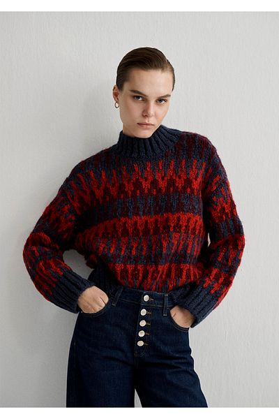 Mavi Crew Neck Red Sweater Loose Fit / Loose Relaxed Fit 1710585 -84182