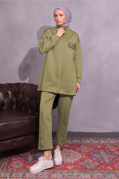 TRENDTESETTÜR Σετ γυναικείο παντελόνι Green Scuba - T 8954