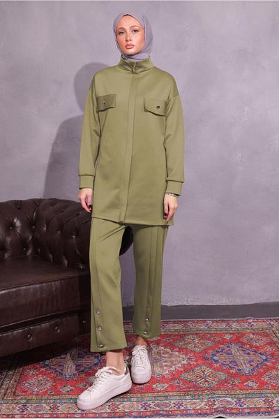 TRENDTESETTÜR Σετ γυναικείο παντελόνι Green Scuba - T 8954