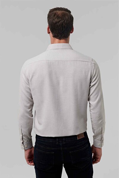 Twn Slim Fit Καφέ Μπλουζάκι Dobby Easy Iron