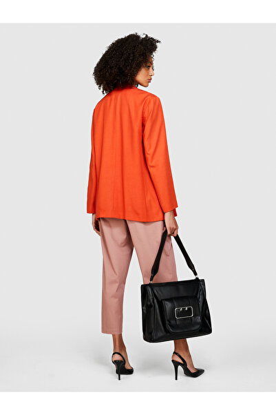 Sisley Γυναικείο παλτό μπλέιζερ από λιοξέλα σε πορτοκαλί χρώμα