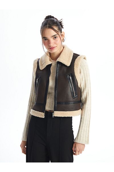 LC Waikiki Γιλέκο Lcwk Jacket Collar Suede Look
