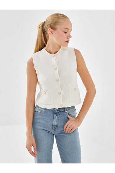 LC Waikiki Lcwk Crew Neck Textured Women's Knitwear Vest