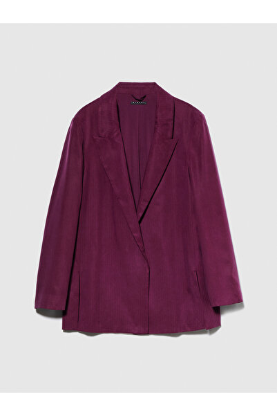 Sisley Kadın Koyu Mor Liyosel Dökümlü Blazer Ceket