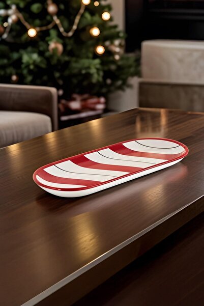 Karaca New Year Yılbaşı Stripe Kayık Tabak 28 Cm